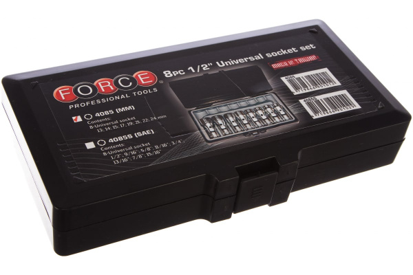 Набор 6-гранных головок 13-24 мм с карданом FORCE 4085