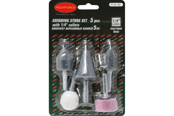 Набор камней абразивных (5 шт; хвостовик 6 мм) ROCKFORCE RF-SK-108