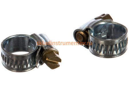 Металлические, червячные хомуты СИБРТЕХ 8-12мм, ширина 10мм, английский тип, W1, 2шт 47663