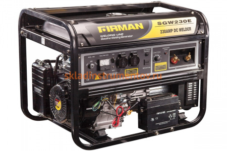 Электростанция со сварочным выпрямителем (5.0/5.5 кВт, 230В, 13 л.с., бензин, аккумулятор, сварочный ток 50-230А, электрод до 5.0 мм, передвижная) FIRMAN SGW230E