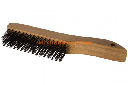Зачистная 5-и рядная щетка, закаленная прямая проволока с деревянной ручкой СИБРТЕХ 74805