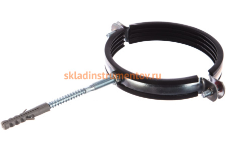 Трубный хомут с гайкой ЗУБР оцинкованный, в комплекте с сантехнической шпилькой и дюбелем 37866-107-116