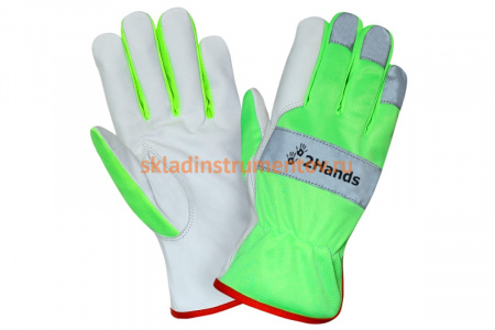 Перчатки повышенной видимости 2Hands сигнальная ткань/овечья кожа/СВП 0129-10,5