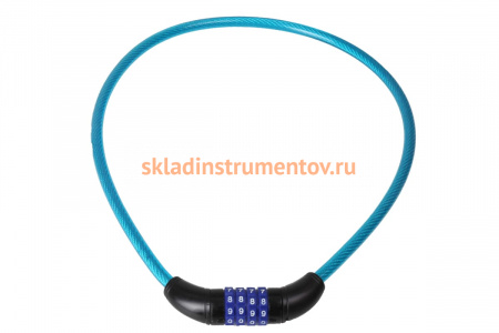 Замок Зубр ПРОФЕССИОНАЛ тросовый, кодовый, с изменяемым кодом, длина троса - 650мм, d 10мм 37262-65_z01