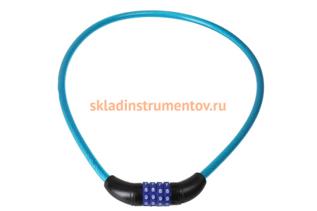 Замок Зубр ПРОФЕССИОНАЛ тросовый, кодовый, с изменяемым кодом, длина троса - 650мм, d 10мм 37262-65_z01