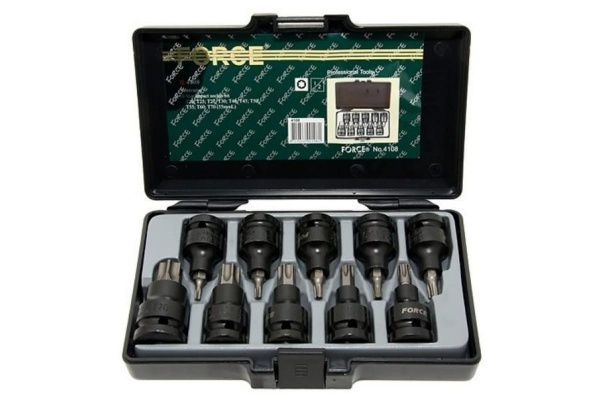 Набор ударных головок-бит TORX 1/2", 10 шт. FORCE 4108