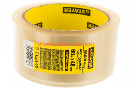 Лента клеящая упаковочная (48 мм; 60 м) Stayer 1204-50