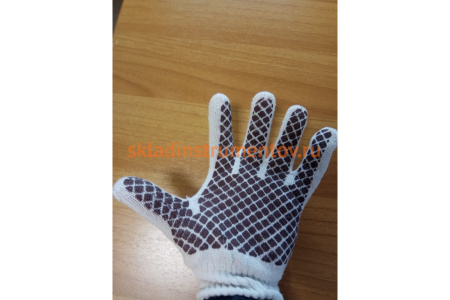 Трикотажные перчатки СИБРТЕХ, рисунок ПВХ гель Шахматный облив, оверлок, 67779
