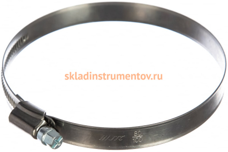 Червячный хомут JTC 80-100мм, нержавеющая сталь, ширина ленты 12мм ZN100