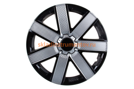 Колесные колпаки Airline 14" Гелакси Т , серебристый/черный, карбон, 2 шт. AWCC-14-23