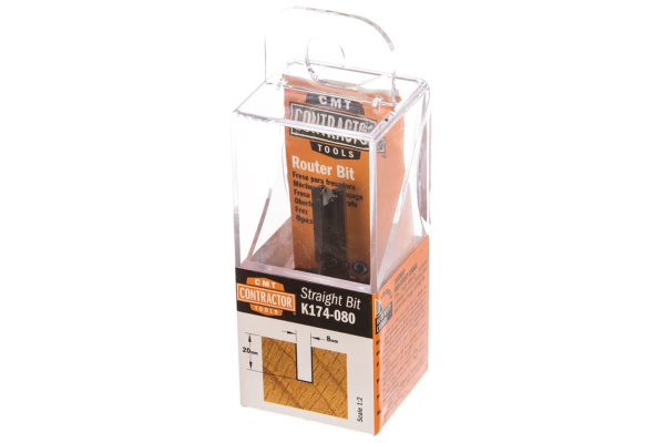 Фреза концевая пазовая Contractor (8x20x55 мм; Z2+1; RH) CMT K174-080