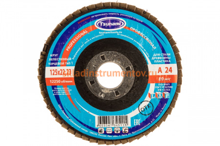 Круг лепестковый универсальный PROF (125х22 мм,  А24, 14А) Tsunami D96100000P12524