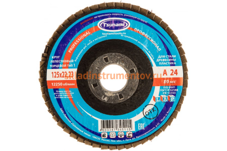 Круг лепестковый универсальный PROF (125х22 мм,  А24, 14А) Tsunami D96100000P12524