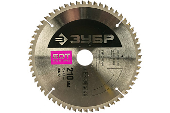 Диск пильный ПРОФИ Мультирез по алюминию, ламинату, пластику, ДСП (210х30 мм; 60Т) Зубр 36853-210-30-60