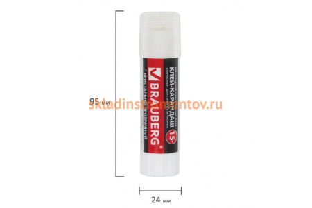 Клей-карандаш BRAUBERG Crystal прозрачный, 15 г 224337