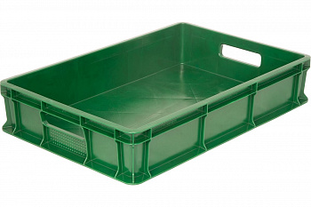Ящик Тара.ру п/э 600х400х120 сплошной, с ручками, зелёный 16679