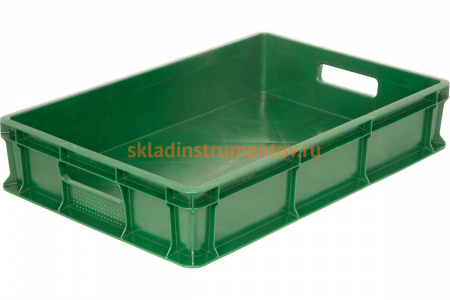 Ящик Тара.ру п/э 600х400х120 сплошной, с ручками, зелёный 16679
