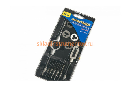 Набор метчиков и плашек (12 шт) ПРАКТИКА 779-455