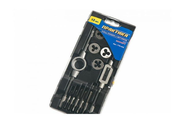 Набор метчиков и плашек (12 шт) ПРАКТИКА 779-455