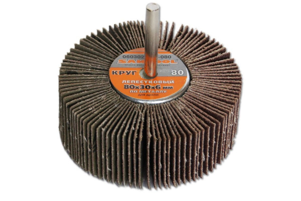 Круг лепестковый по металлу для дрели 80x30x6 мм, P80 SANTOOL 060302-003-080