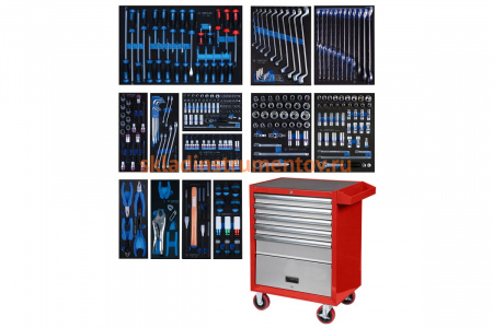 Набор инструментов в красной тележке 286 предметов KING TONY 934-010MMR