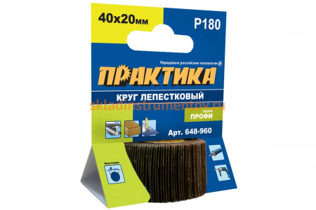 Круг лепестковый с оправкой (40х20мм; P180) ПРАКТИКА 648-960