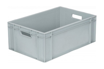 Ящик Тара.ру п/п 600х400х230 сплошной, с ручками, дно с усилением, серый B-4622