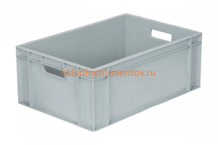Ящик Тара.ру п/п 600х400х230 сплошной, с ручками, дно с усилением, серый B-4622