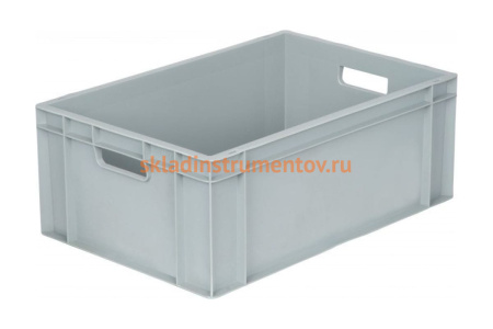 Ящик Тара.ру п/п 600х400х230 сплошной, с ручками, дно с усилением, серый B-4622