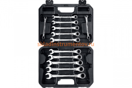 Набор комбинированных гаечных ключей Зубр ПРОФЕССИОНАЛ трещоточные 27073-H12