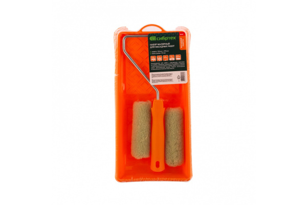 Малярный набор для фасадных работ СИБРТЕХ кювета 150 мм х 290 мм и мини-валик 110 мм/ 80457