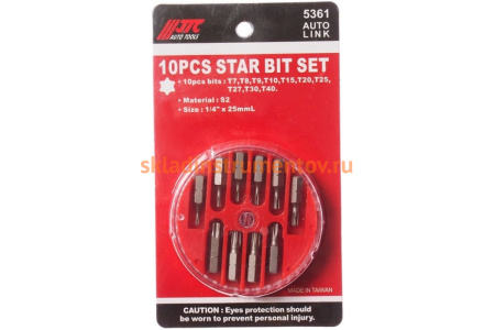 Набор вставок в боксе 1/4 DR торкс T7-T40 10шт JTC 5361