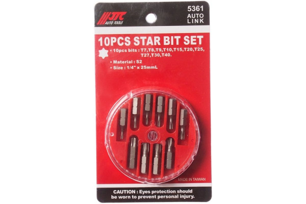 Набор вставок в боксе 1/4 DR торкс T7-T40 10шт JTC 5361