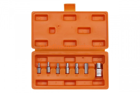 Набор бит вставок шестигранных (3/8", 30 мм, адаптер бит 1/2" DR, 7 шт., в кейсе) Airline AT-B-36