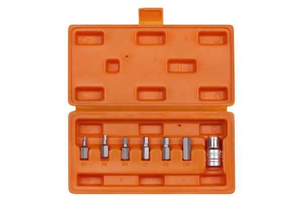 Набор бит вставок шестигранных (3/8", 30 мм, адаптер бит 1/2" DR, 7 шт., в кейсе) Airline AT-B-36