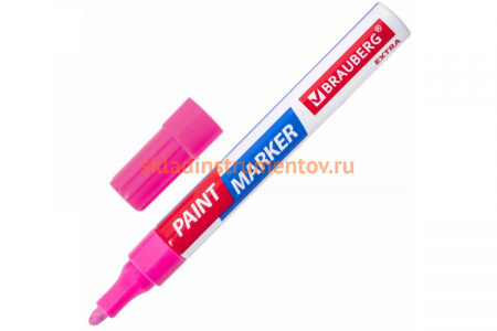 Лаковый маркер-краска BRAUBERG EXTRA paint marker 4 мм, розовый, улучшенная нитрооснова 151986