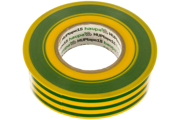 Изолента ПВХ HAUPA 19 мм x 25 м, цвет желто-зеленый 263920