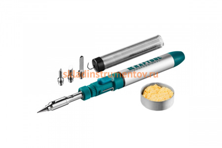 Набор, паяльник газовый, 3в1, 4 насадки, припой, чистка жал, 1300С KRAFTOOL 55504-H8