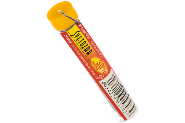 Оловянно-свинцовый припой Светозар 30% Sn 70% Pb 15 гр SV-55325-015