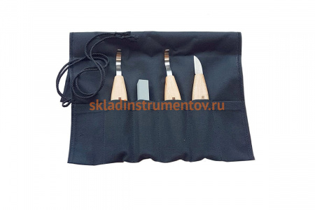 Ложкорезный резчицкий набор N14, 3 ножа + заточной абразив ПЕТРОГРАДЪ М00016440