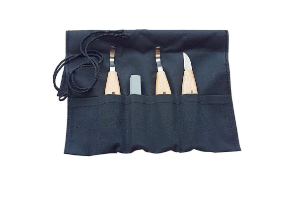 Ложкорезный резчицкий набор N14, 3 ножа + заточной абразив ПЕТРОГРАДЪ М00016440