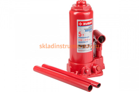 Бутылочный гидравлический домкрат ЗУБР 43060-5-K