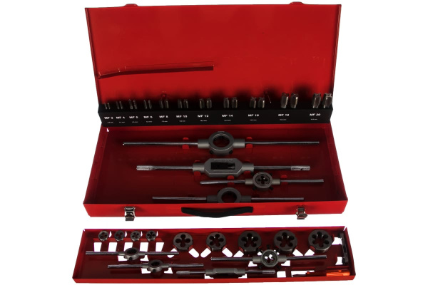 Резьбонарезной набор MF3-MF20 HSS метчики+плашки+воротки, 43шт RUKO 245041