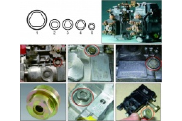 Набор специальных головок для ТНВД BOSCH 5 пр. для BOSCH VE, TDI, CR JTC-4493