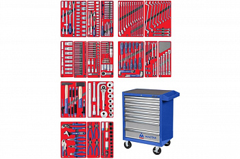 Набор инструментов ЭКСПЕРТ 323 предмета МАСТАК 52-07323B в синей тележке