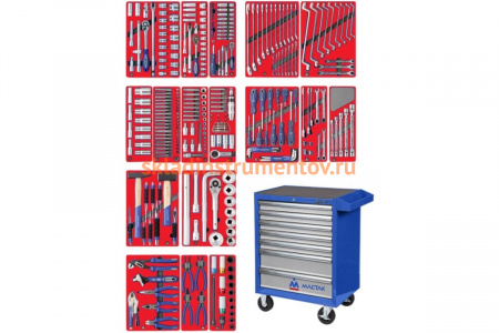 Набор инструментов ЭКСПЕРТ 323 предмета МАСТАК 52-07323B в синей тележке