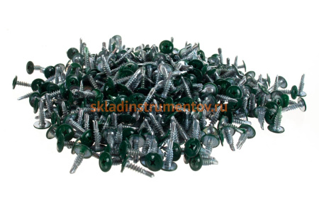 Саморезы с прессшайбой и сверлом по листовому металлу до 2мм Зубр RAL-6005 PH2 4,2х16мм 500шт 300211-42-016-6005