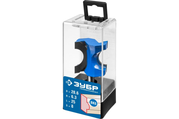Фреза полустержневая ПРОФЕССИОНАЛ (28.6х25х57 мм; R6.3 мм; хвостовик 8 мм) Зубр 28723-28.6