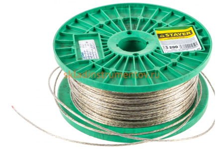 Стальной трос в полимерной оболочке STAYER d=2,5 мм, L=200 м 30410-25 Стальной трос в полимерной оболочке STAYER d=2,5 мм, L=200 м 30410-25