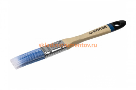 Кисть для воднодисперсионных и акриловых ЛКМ STAYER EURO АQUA плоская, искусственная щетина, деревянная ручка, 3/4/20мм 01062-020